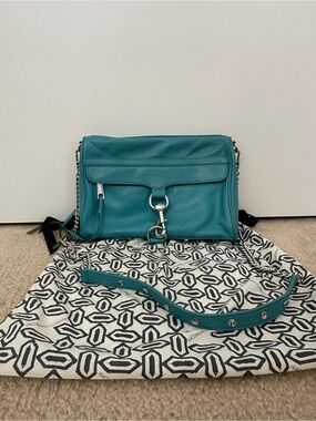 Rebecca Minkoff Teal Crossbody Bag with Chain Strap and Dust Bag